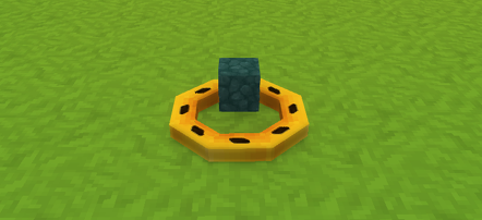 An image displaying a golden projector with an Aqua Stone rock getting filtered.