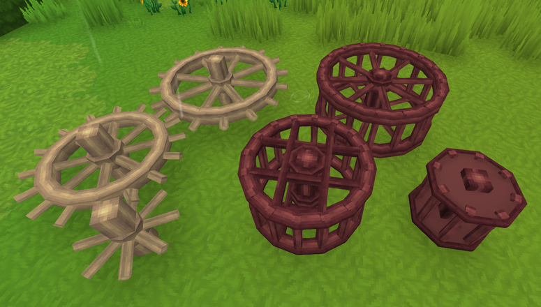 An image displaying Ash and Fig Blue gears with different shapes. Ash gears are Large, Medium and Small. Fig Blue gears are Cage variants, Large, Medium and Small