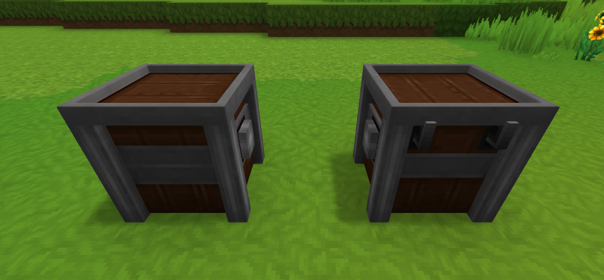 An image displaying two kinetic launchers. On the left side, a regular kinetic launcher can be seen, on the right side, a diagonal kinetic launcher can be seen. They have slightly texture and model differences.